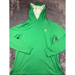 Golf Gentry Mens Masters Green Performance Hoodie Script Lined Hood Large